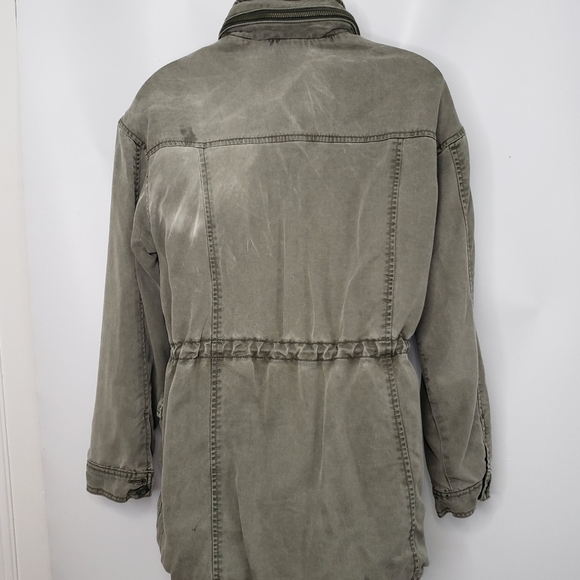American Eagle Olive Green Utility Jacket Hide Away Hood Pockets Size S… - Picture 5 of 15